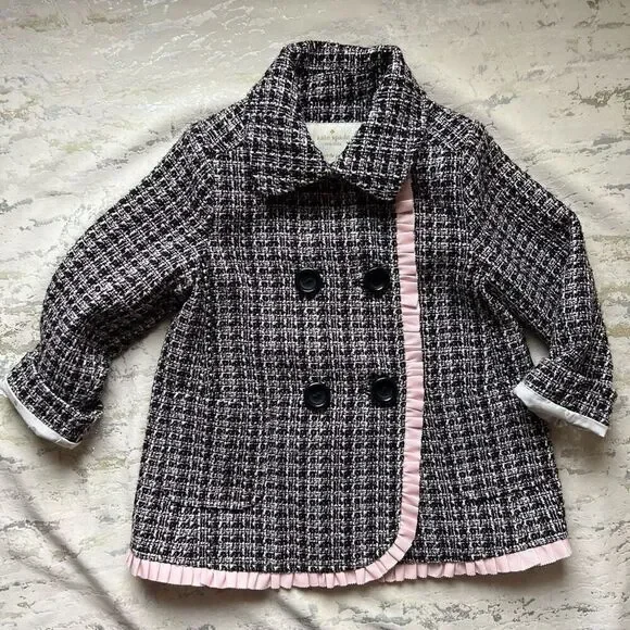Kate Spade New York Baby Girls' Tweed Coat black - Picture 3 of 10